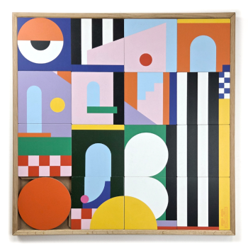 LÉONIE - Tableau en bois, personnage coloré graphique