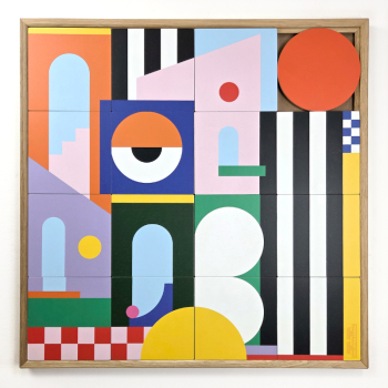 LÉONIE - Tableau en bois, personnage coloré graphique