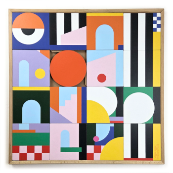 LÉONIE - Tableau en bois, personnage coloré graphique