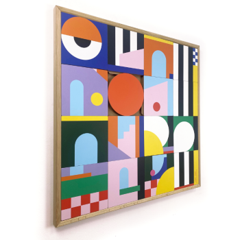 LÉONIE - Tableau en bois, personnage coloré graphique