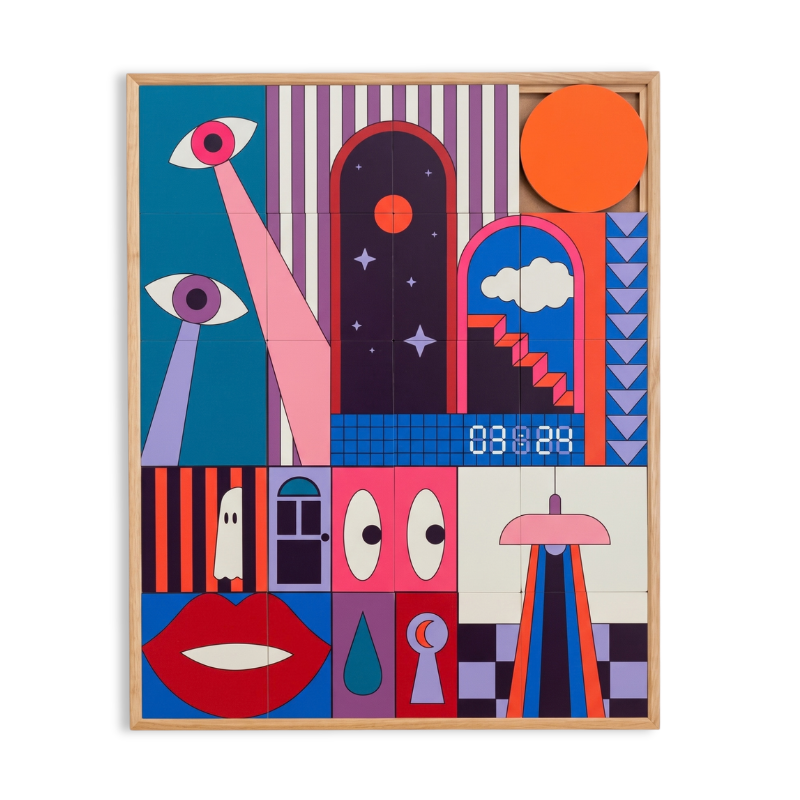 3 heures 24 - Tableau mural modulable en bois, déambulation nocturne